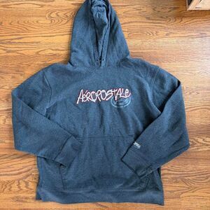 vintage y2k Aeropostale gray hoodie with white/red graphic logo